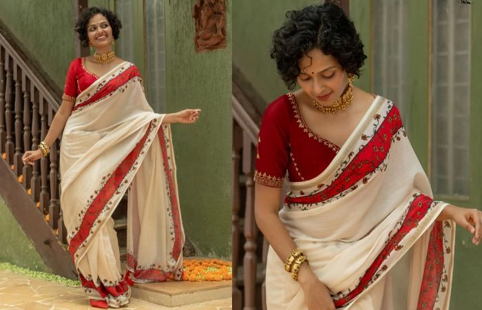 Kerala Saree With Gamcha Style Blouse